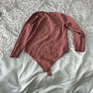 Chic Long Sleeve Ribbed Bodysuit - Dusty Rose